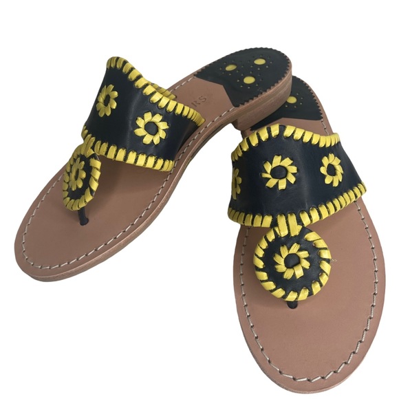 JACK ROGERS Navajo Heritage Jacks Slide Sandals Midnight / Lemon Womens US 5M - Picture 3 of 13